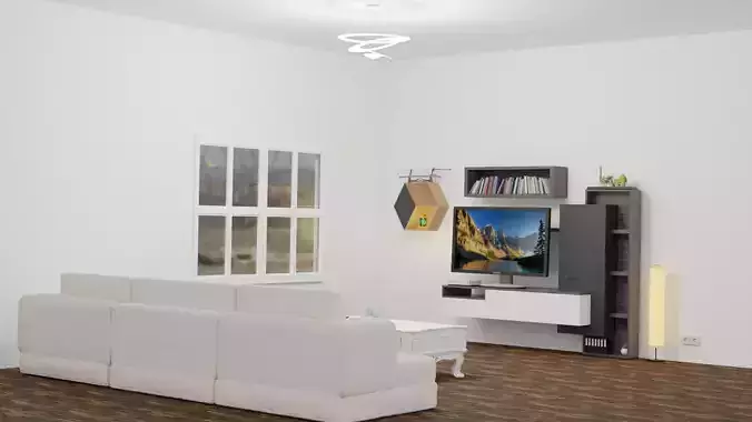 Room 3d wooden shelf with bottle 3D model Room 3d wooden shelf with bottle 3D model