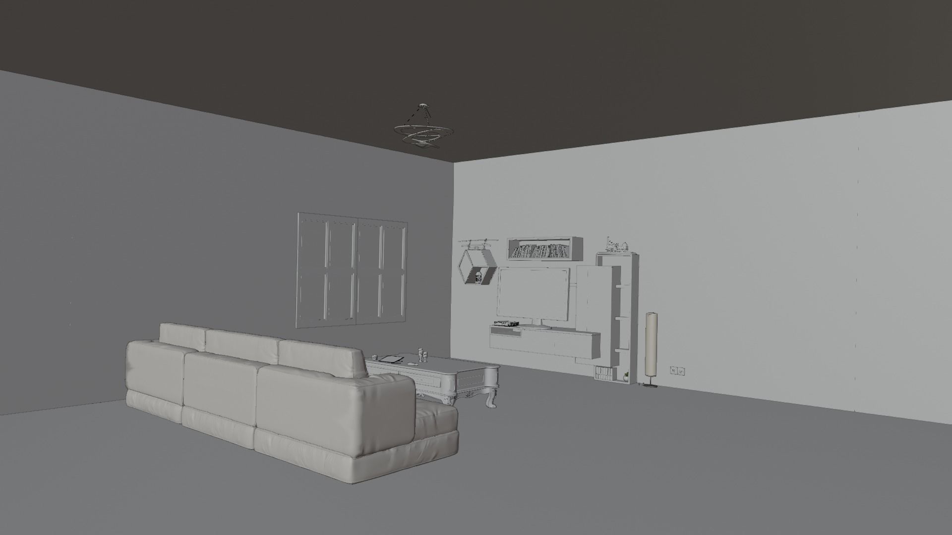 Room 3d wooden shelf with bottle 3D model_6