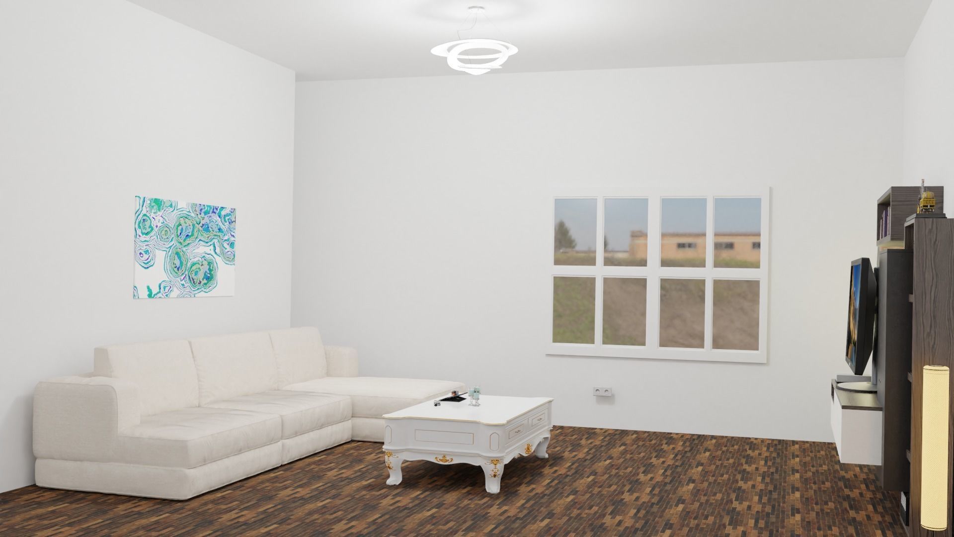 Room 3d wooden shelf with bottle 3D model_5