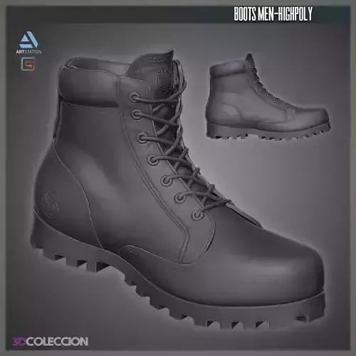 Boots Men - Game Asset - Low and High