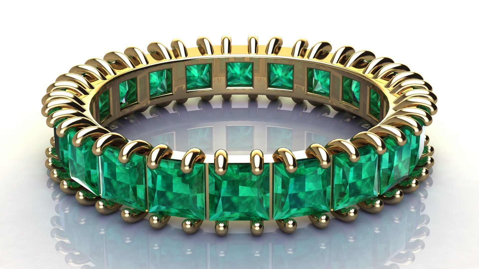 3 mm Princess cut Gems Ring size 17 mm 3D print model_4