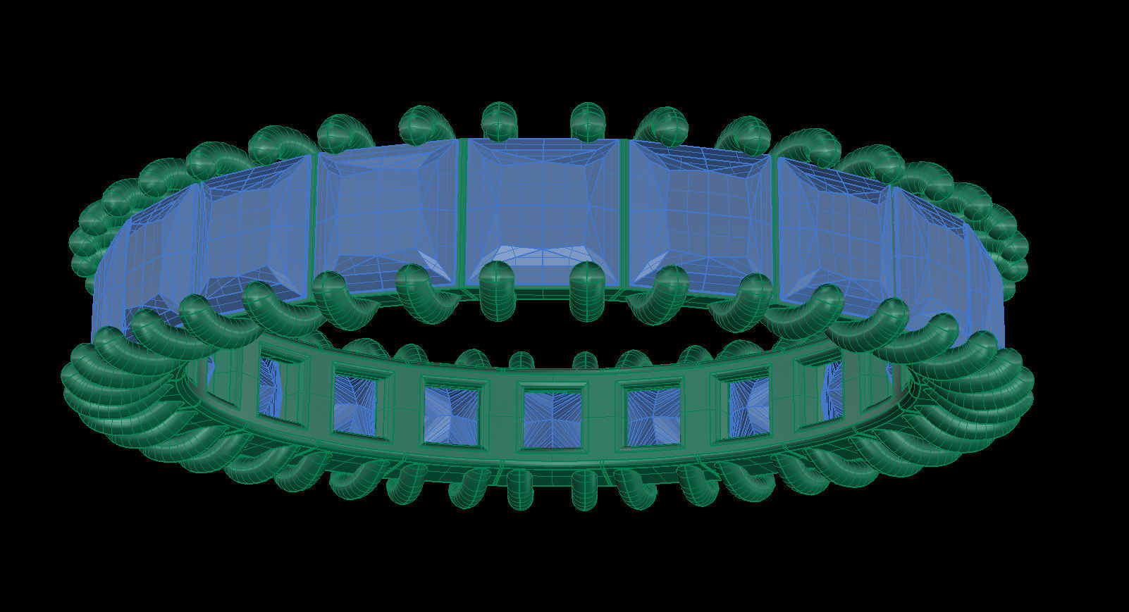 3 mm Princess cut Gems Ring size 17 mm 3D print model_10