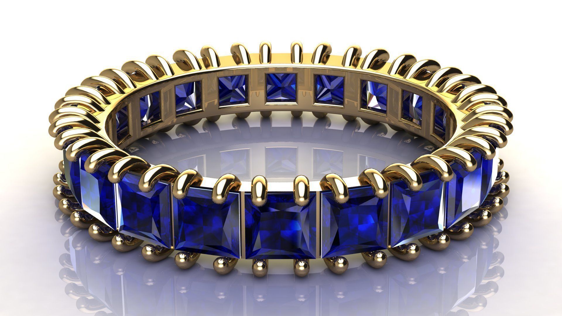 3 mm Princess cut Gems Ring size 17 mm 3D print model_6