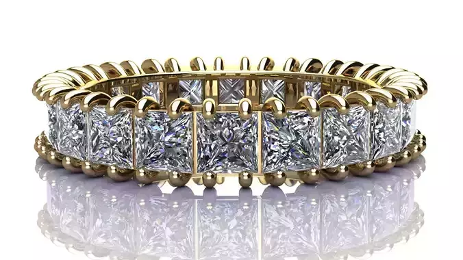 3 mm Princess cut Gems Ring size 17 mm