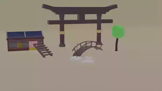 Japanese Low Poly Model Pack