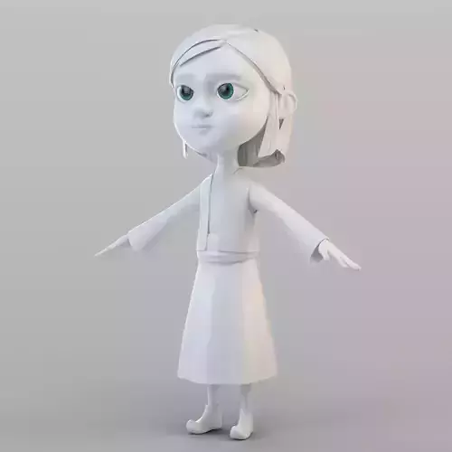 Cartoon Peasant Girl 3D model