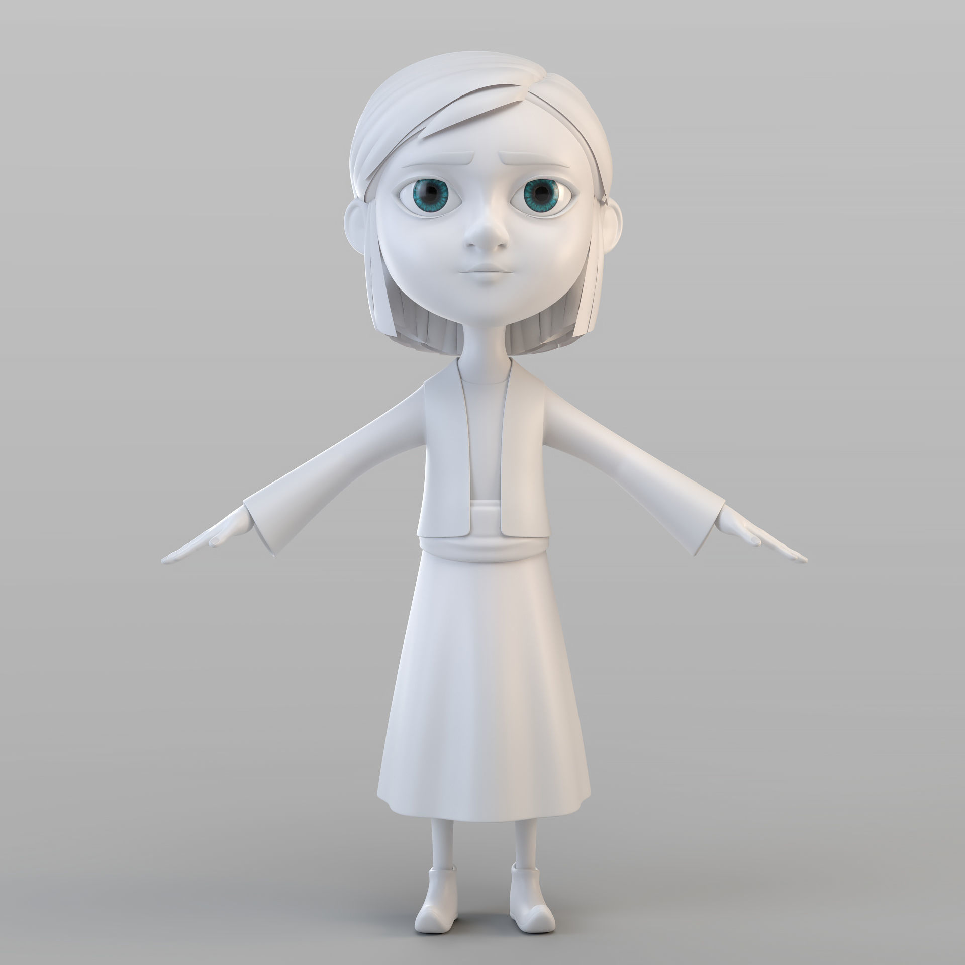 Cartoon Peasant Girl 3D model_1