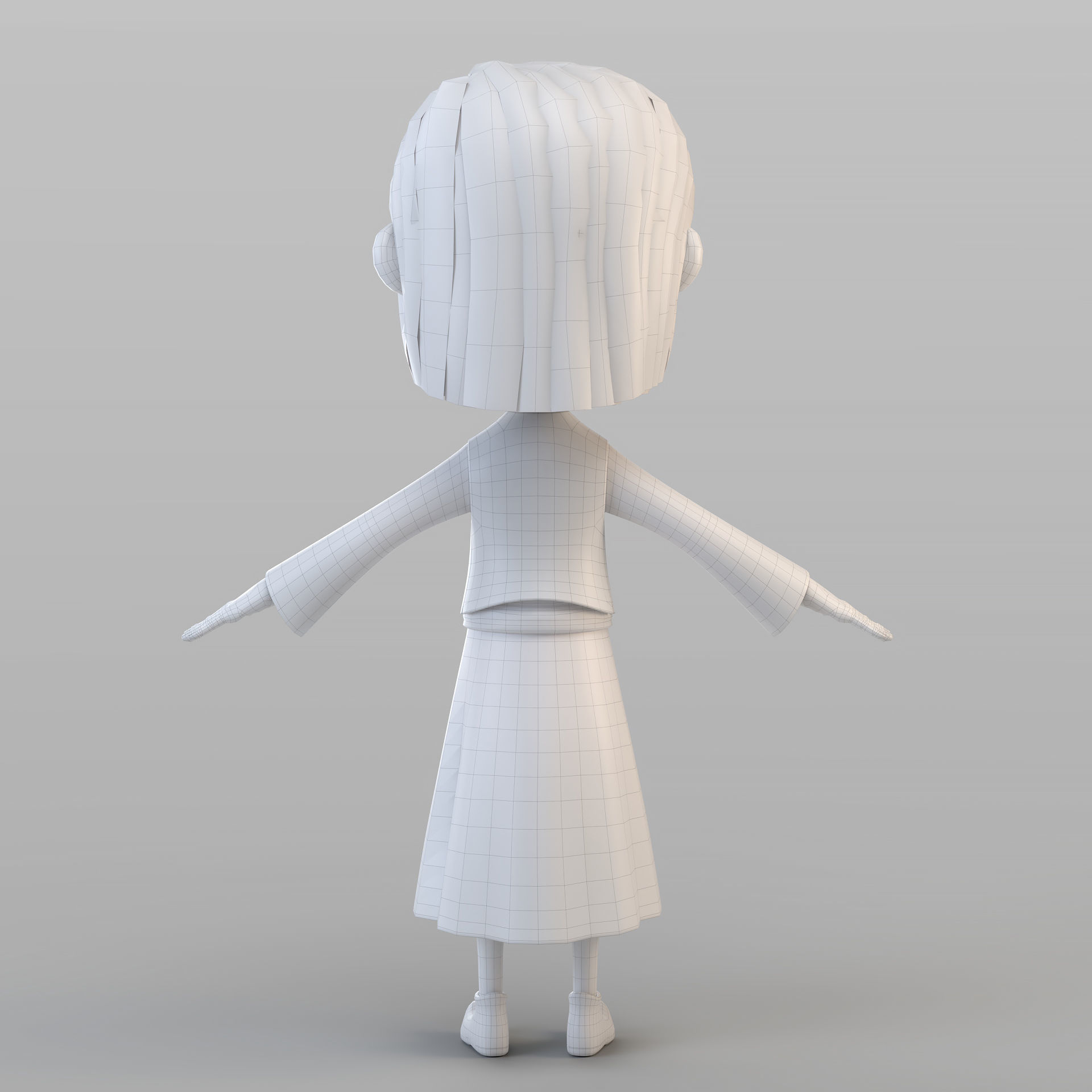 Cartoon Peasant Girl 3D model_8