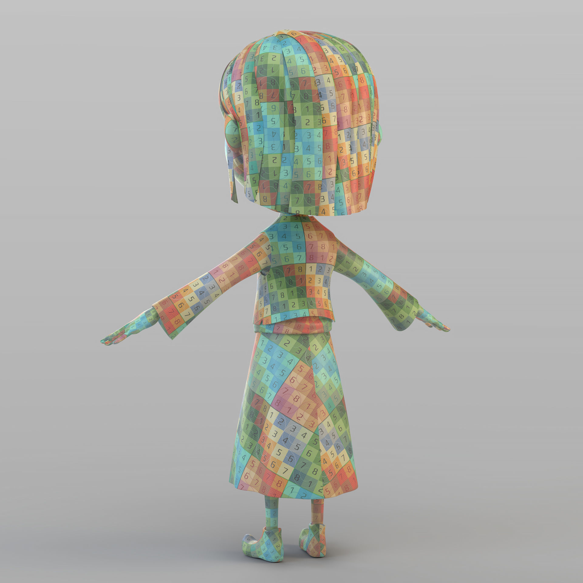 Cartoon Peasant Girl 3D model_10