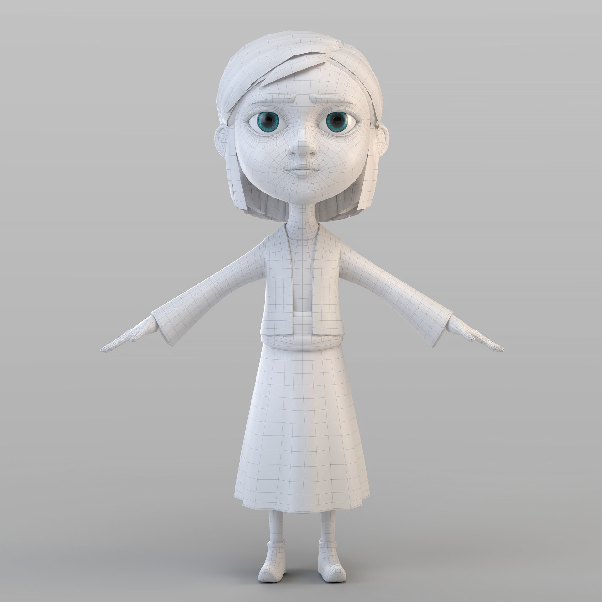 Cartoon Peasant Girl 3D model_6