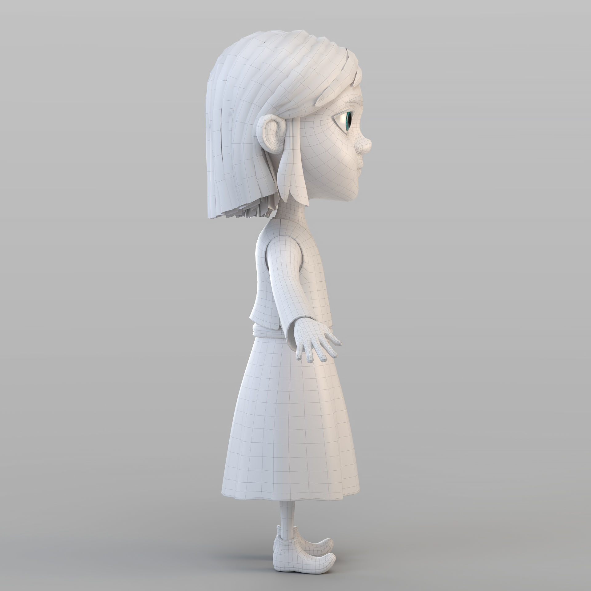 Cartoon Peasant Girl 3D model_7