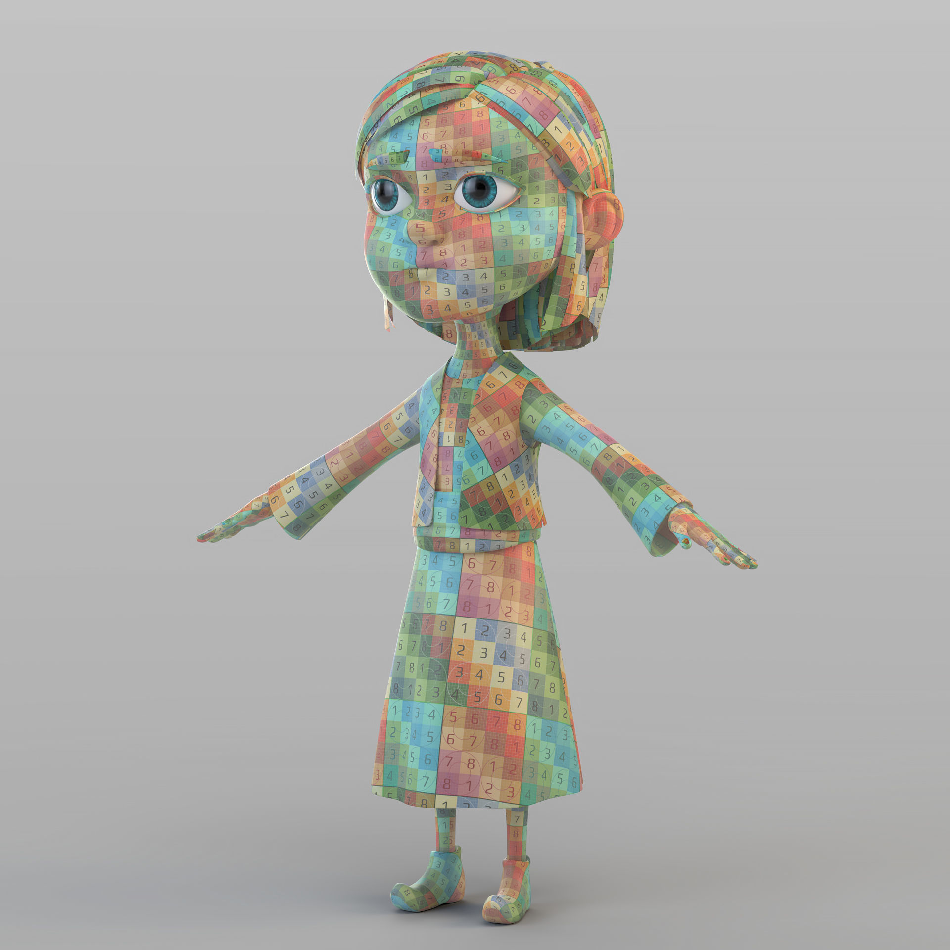Cartoon Peasant Girl 3D model_9