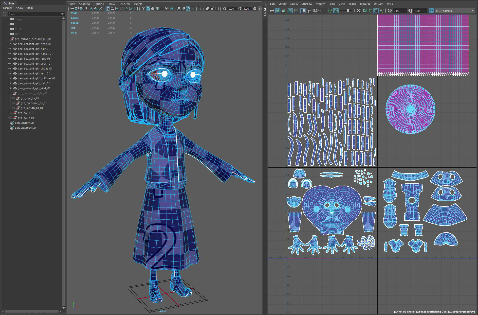Cartoon Peasant Girl 3D model_13