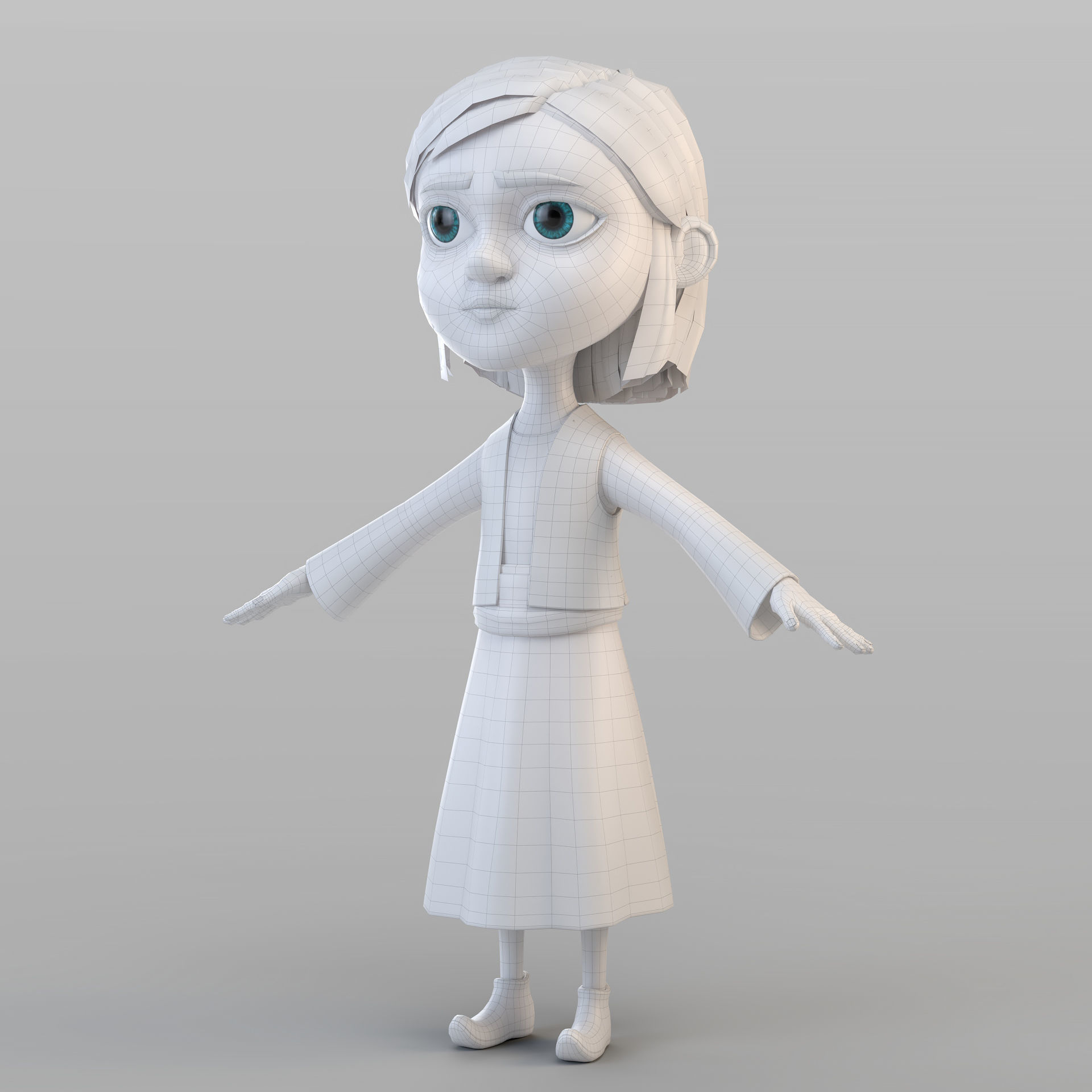 Cartoon Peasant Girl 3D model_5