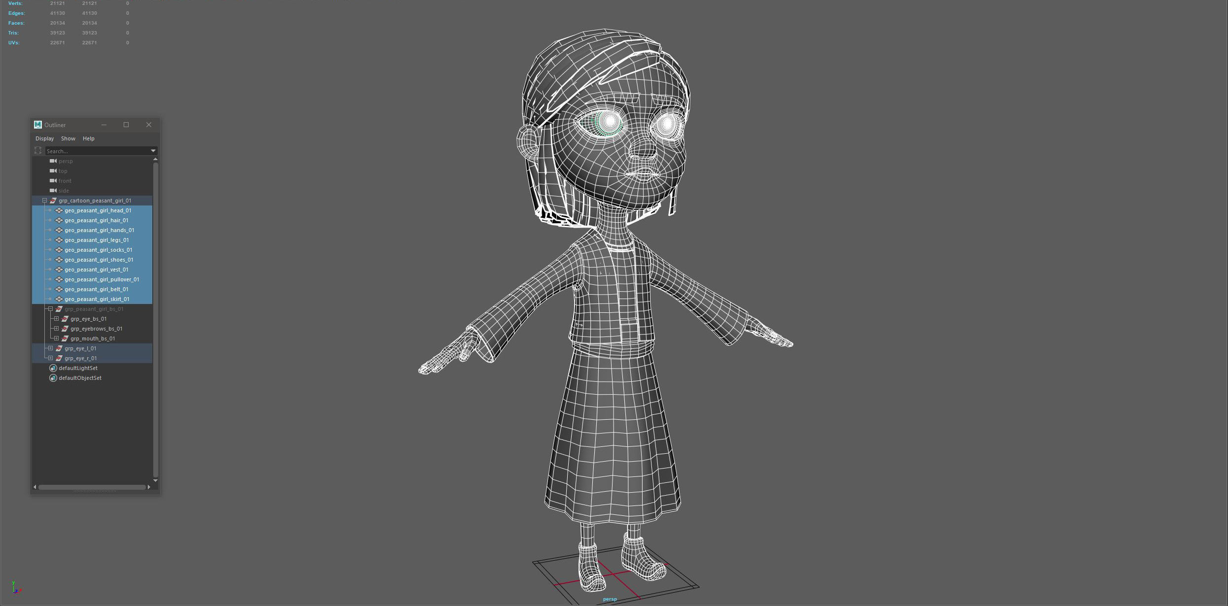 Cartoon Peasant Girl 3D model_12