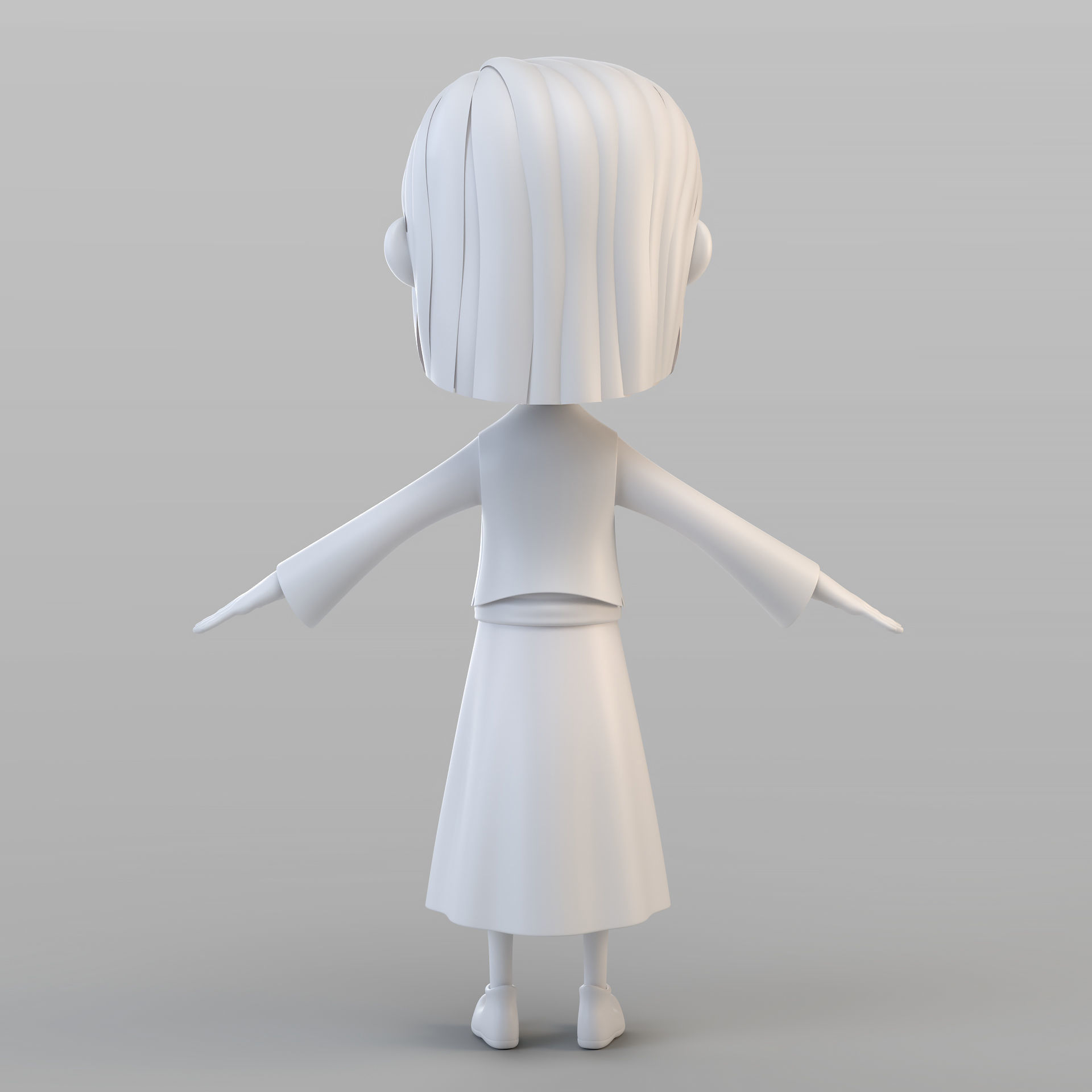 Cartoon Peasant Girl 3D model_3