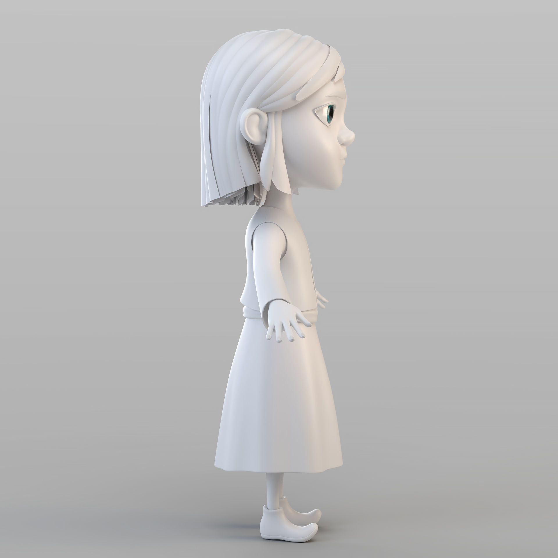 Cartoon Peasant Girl 3D model_2