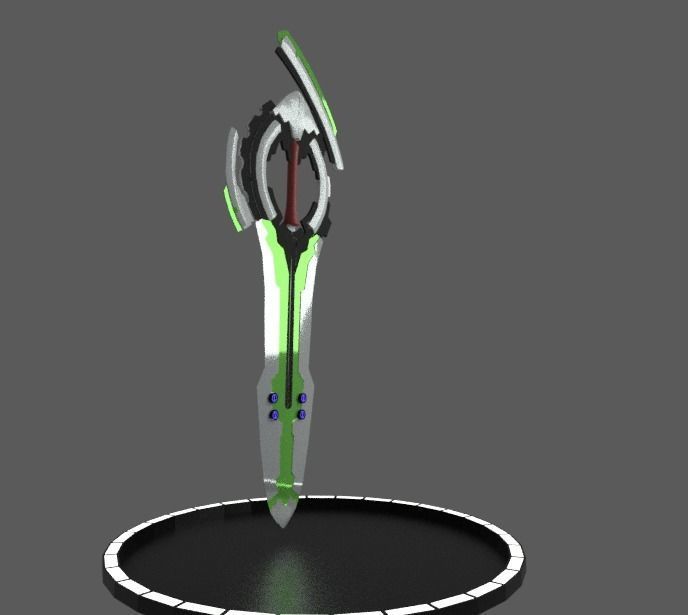 scifi sword low poly game ready Pbr materials Low-poly 3D model_1