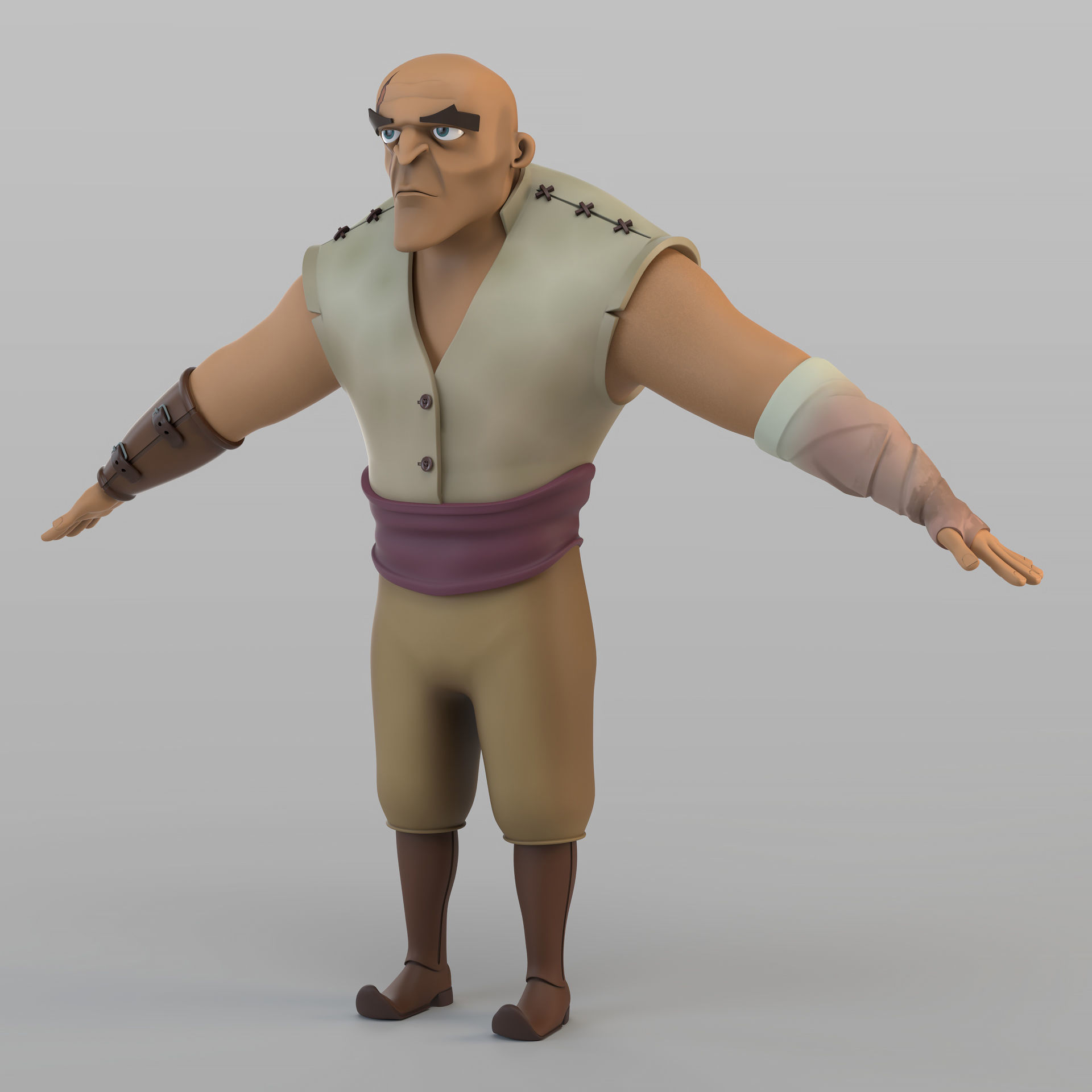 Cartoon Barbar Man 3D model_4