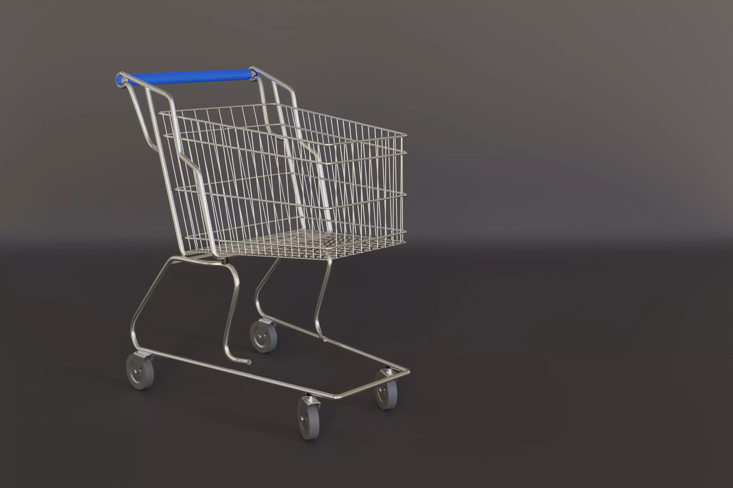 Shopping cart isolated on grey background 3D model_0