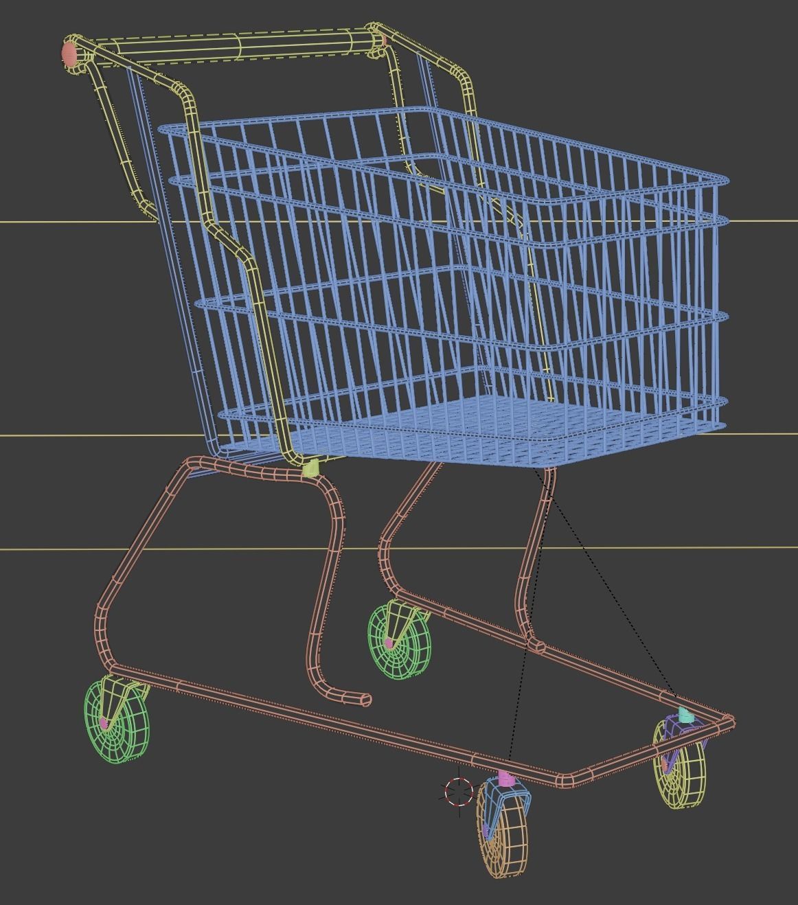 Shopping cart isolated on grey background 3D model_3