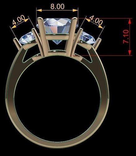 3 STONE ENGAGEMENT RING 3D print model