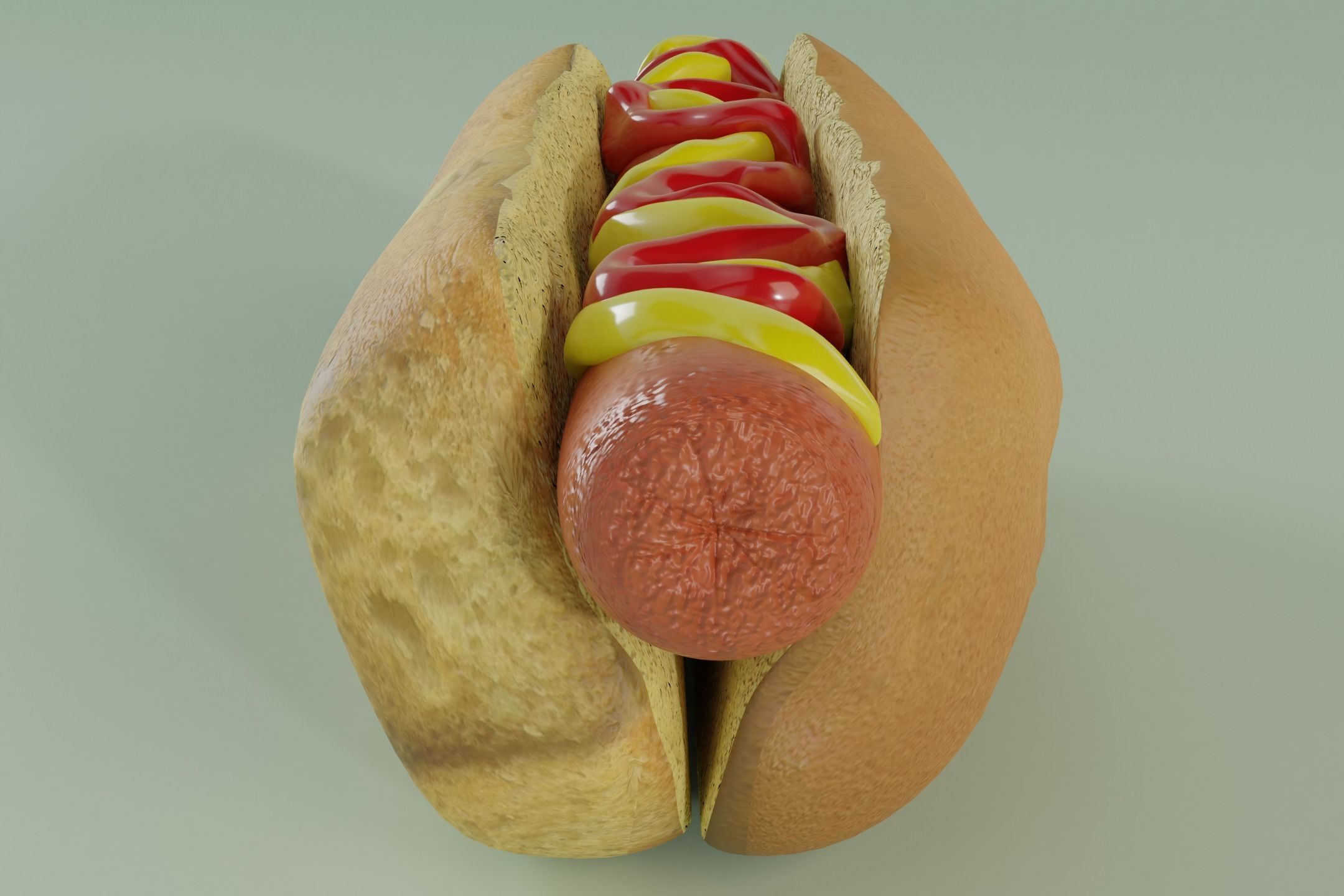 Hot Dog With Sauce 3D model_2