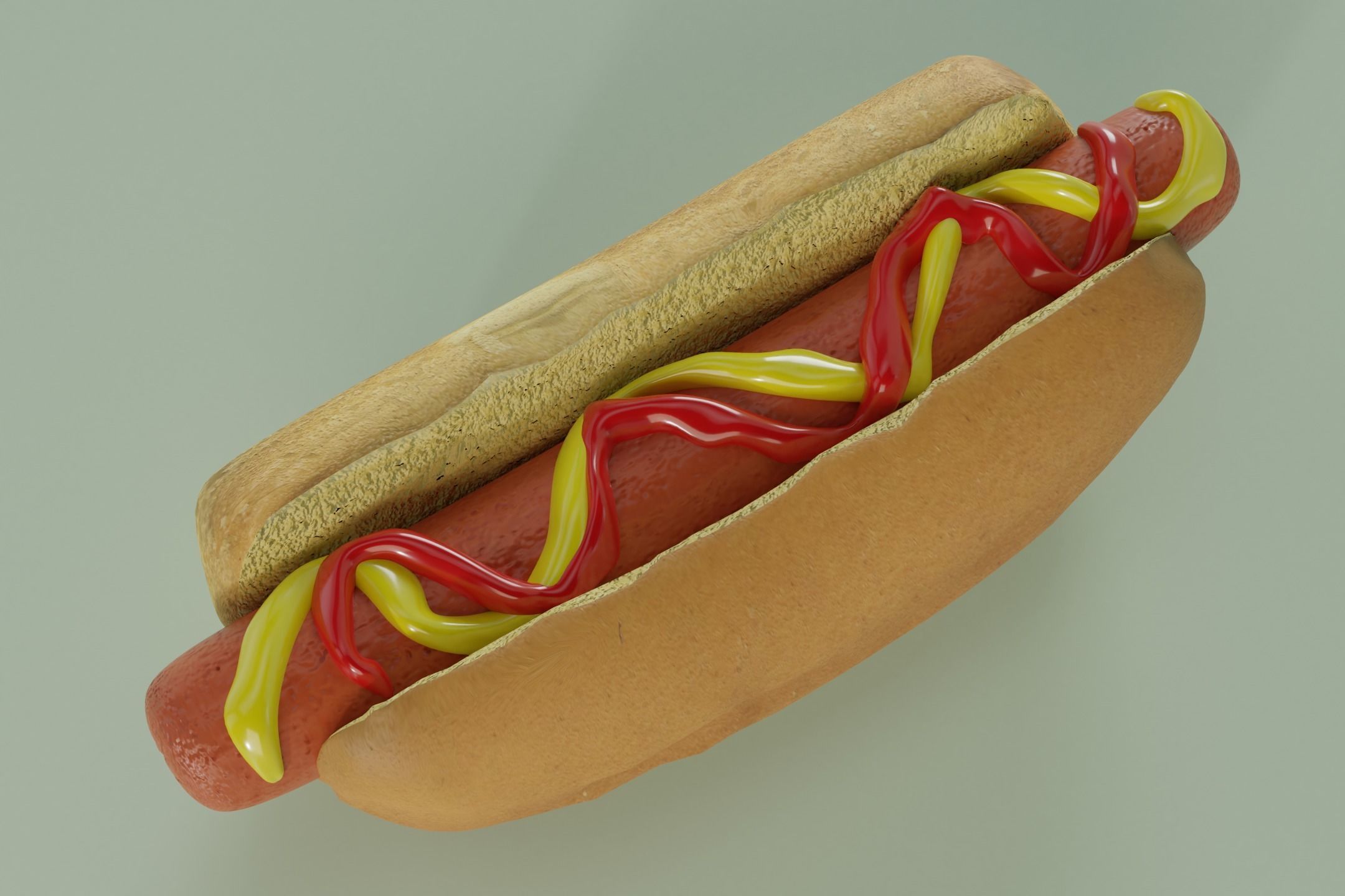 Hot Dog With Sauce 3D model_3