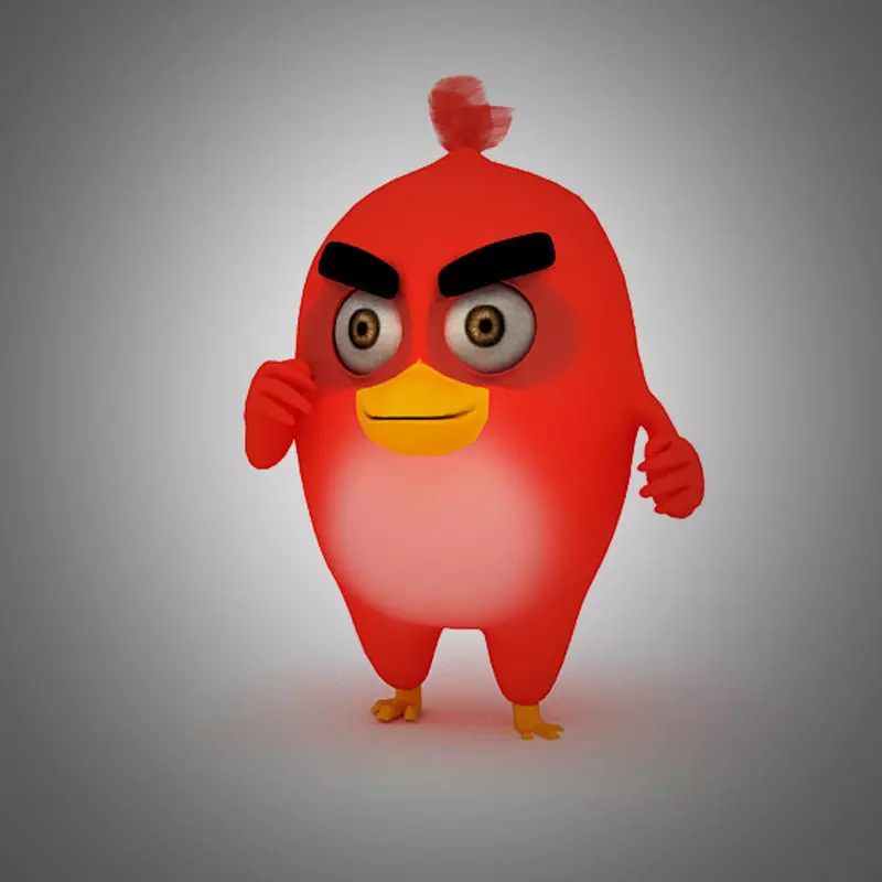Angry Bird Red Bird Mood breaker Low-poly 3D model_0