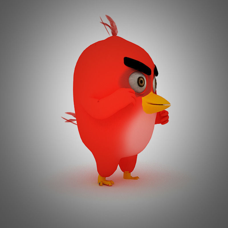 Angry Bird Red Bird Mood breaker Low-poly 3D model_2