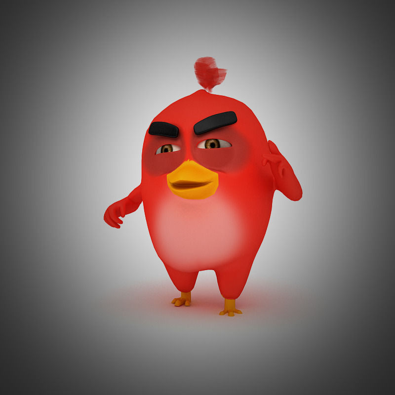 Angry Bird Red Bird Mood breaker Low-poly 3D model_1