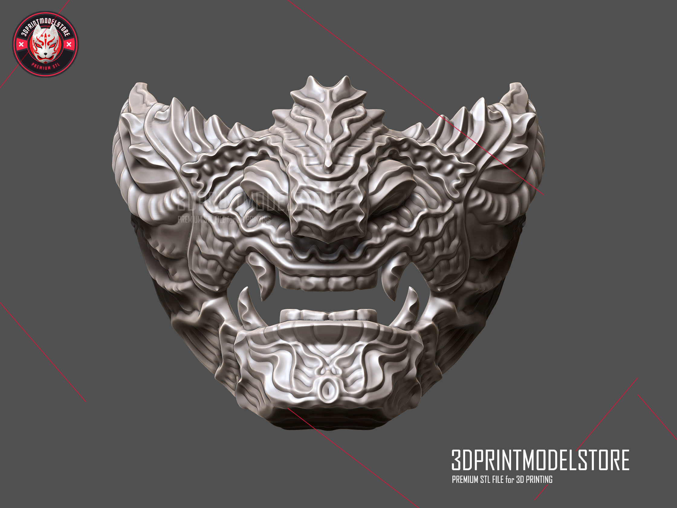 Oni Samurai Ghost Mask 3D print model_4