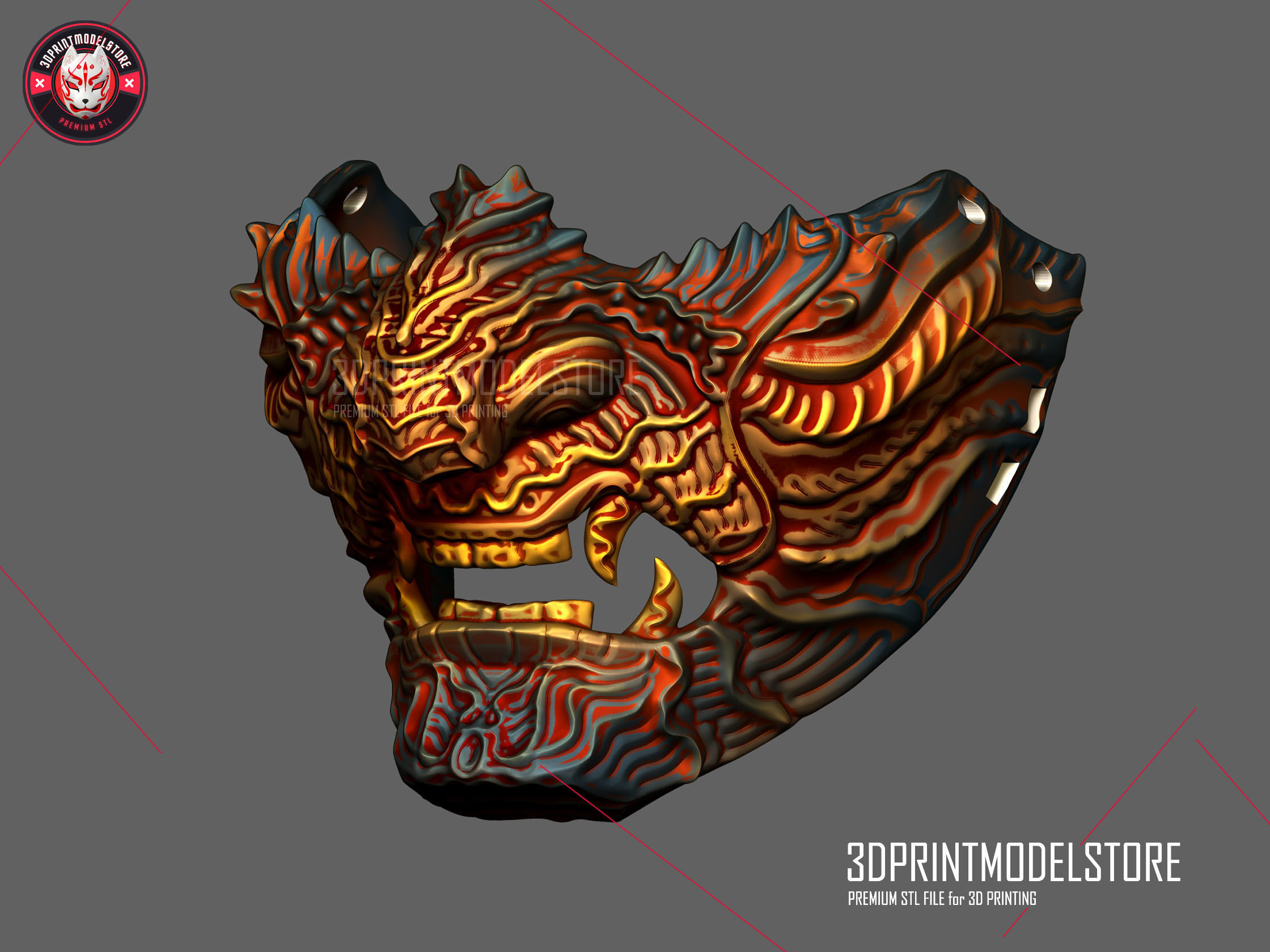 Oni Samurai Ghost Mask 3D print model_2