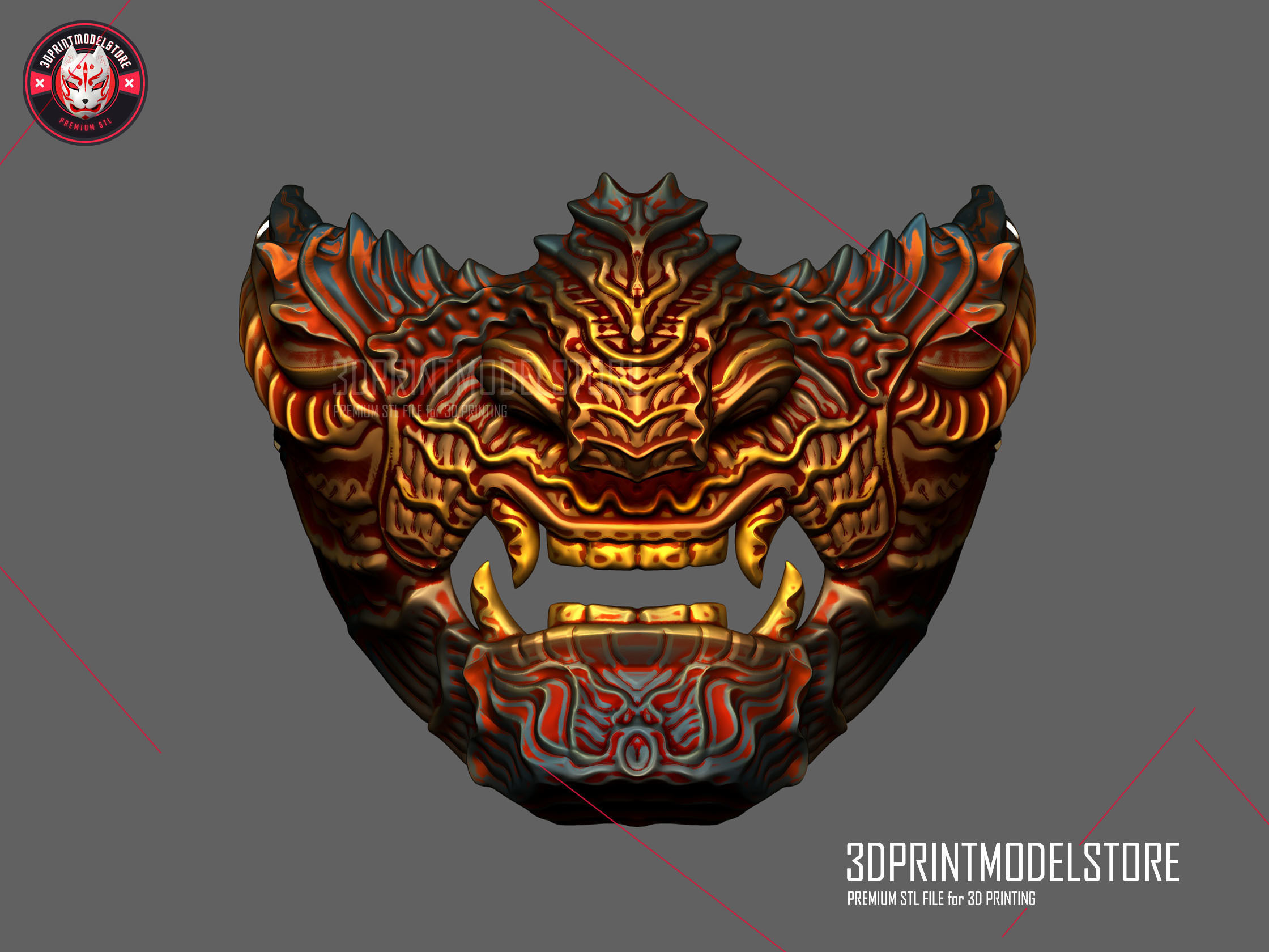 Oni Samurai Ghost Mask 3D print model_1