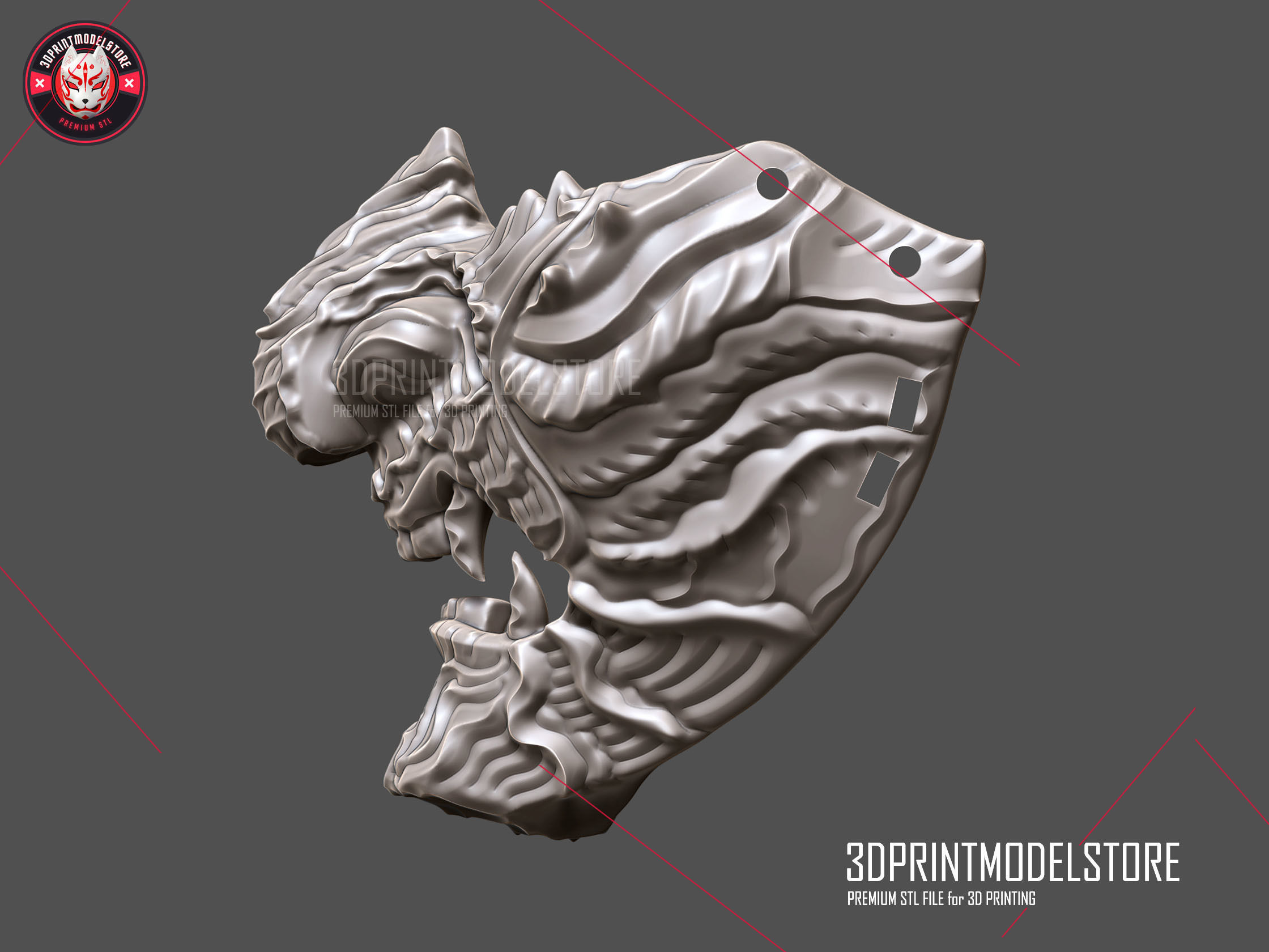 Oni Samurai Ghost Mask 3D print model_5