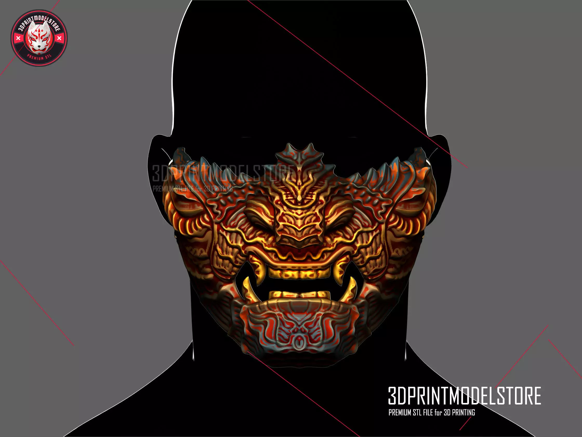 Oni Samurai Ghost Mask 3D print model_0