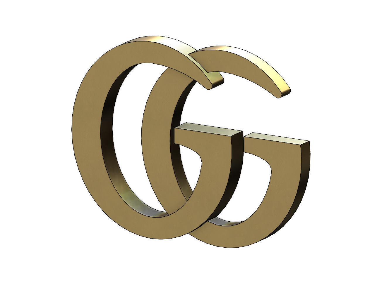 Gucci GG logo replica 3D print model_7