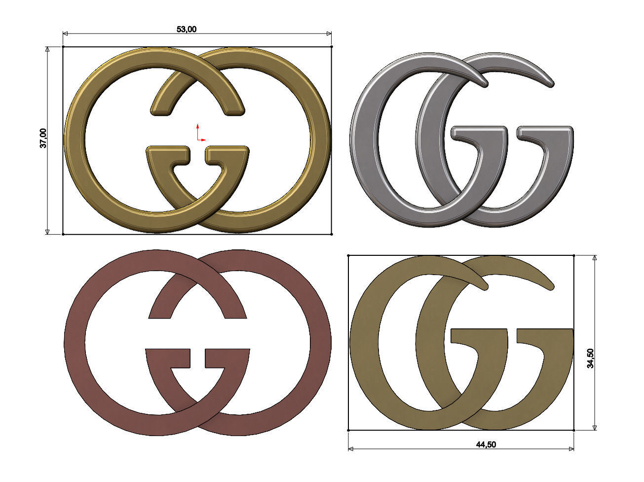 Gucci GG logo replica 3D print model_4