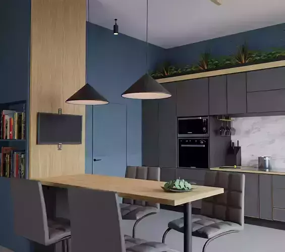 The Kitchen modern with walls