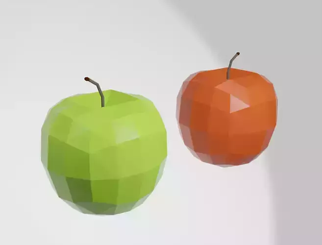 Low-poly apples apple and orange apple