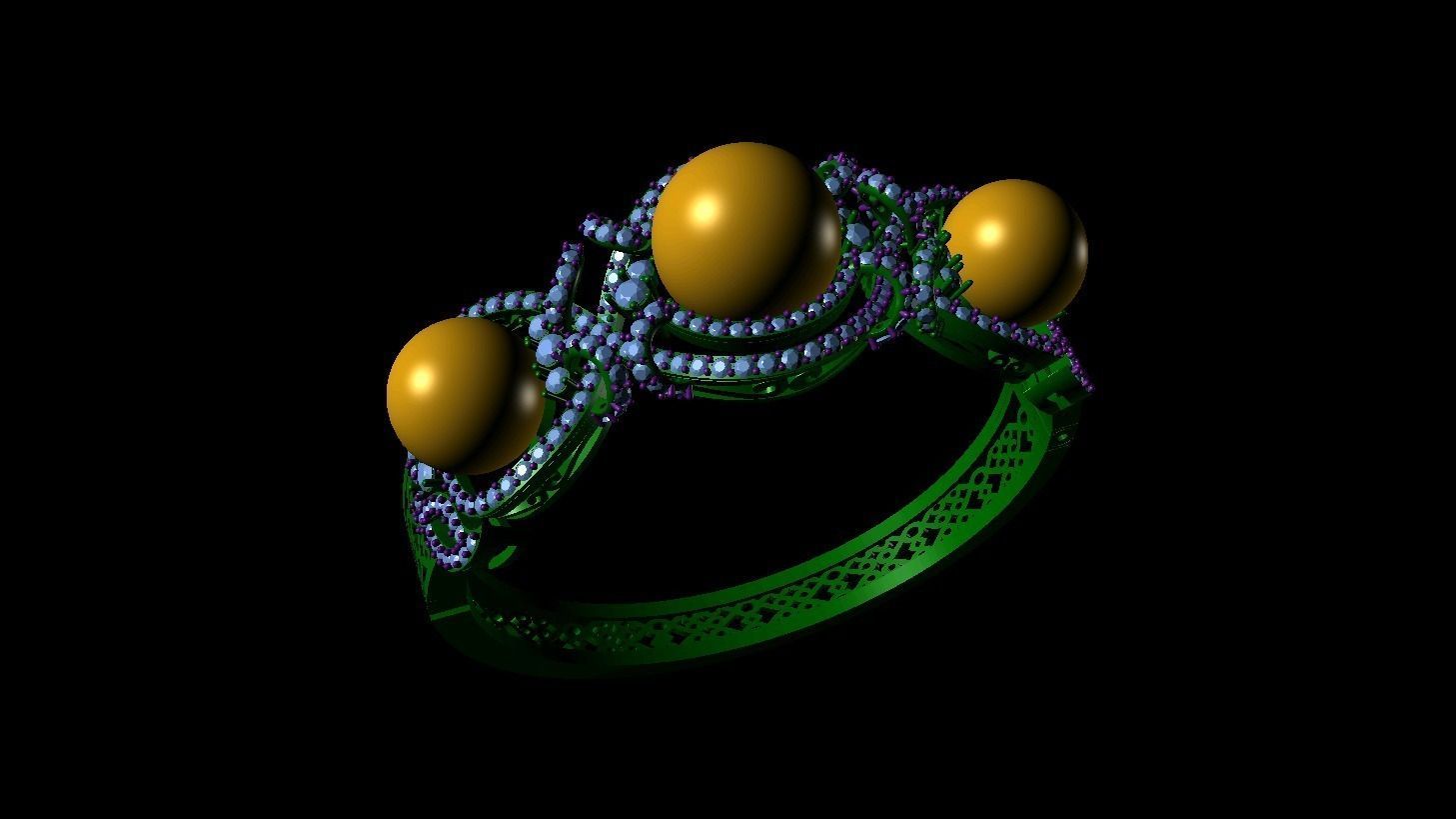 bracelet triple  pear  white 3D print model_0