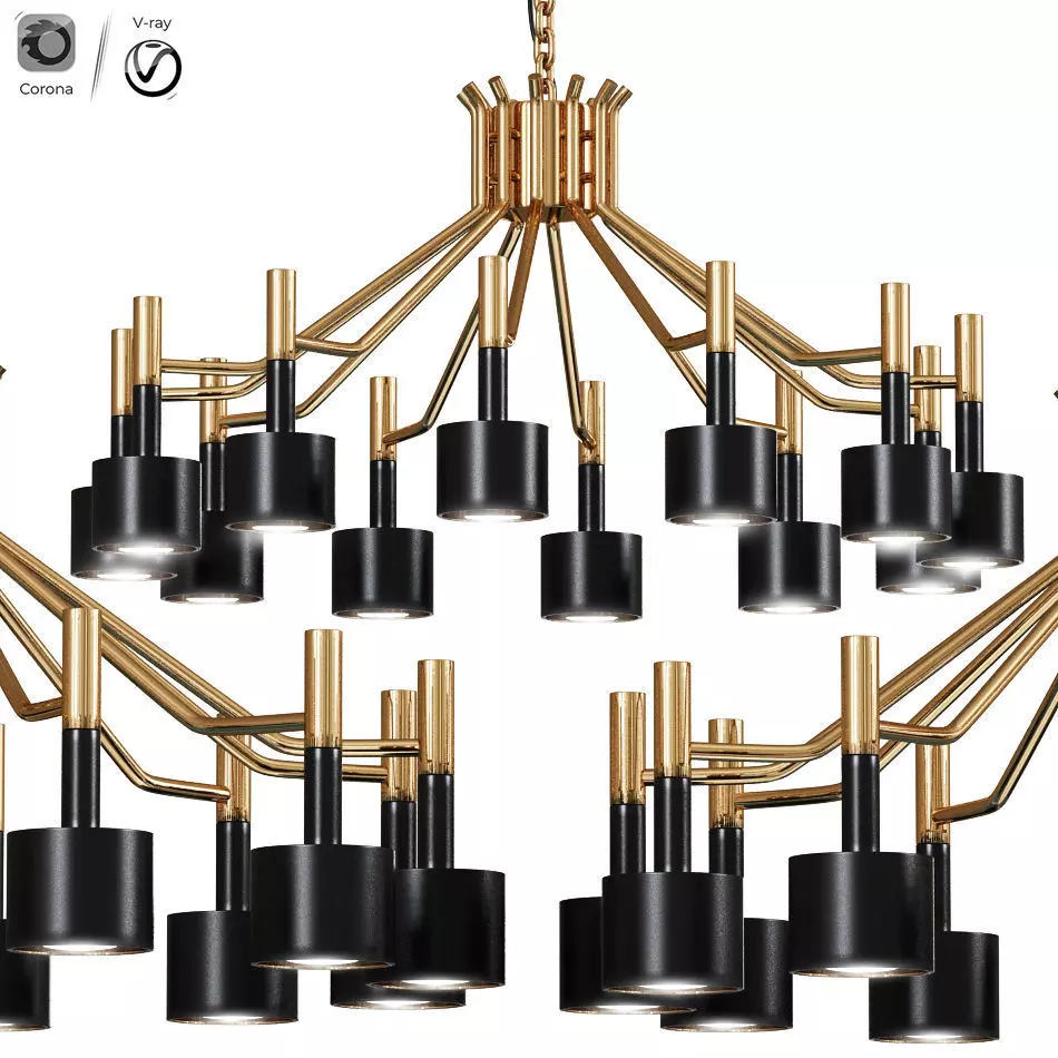 Multi-Headed Modern Chandelier 3D model_0