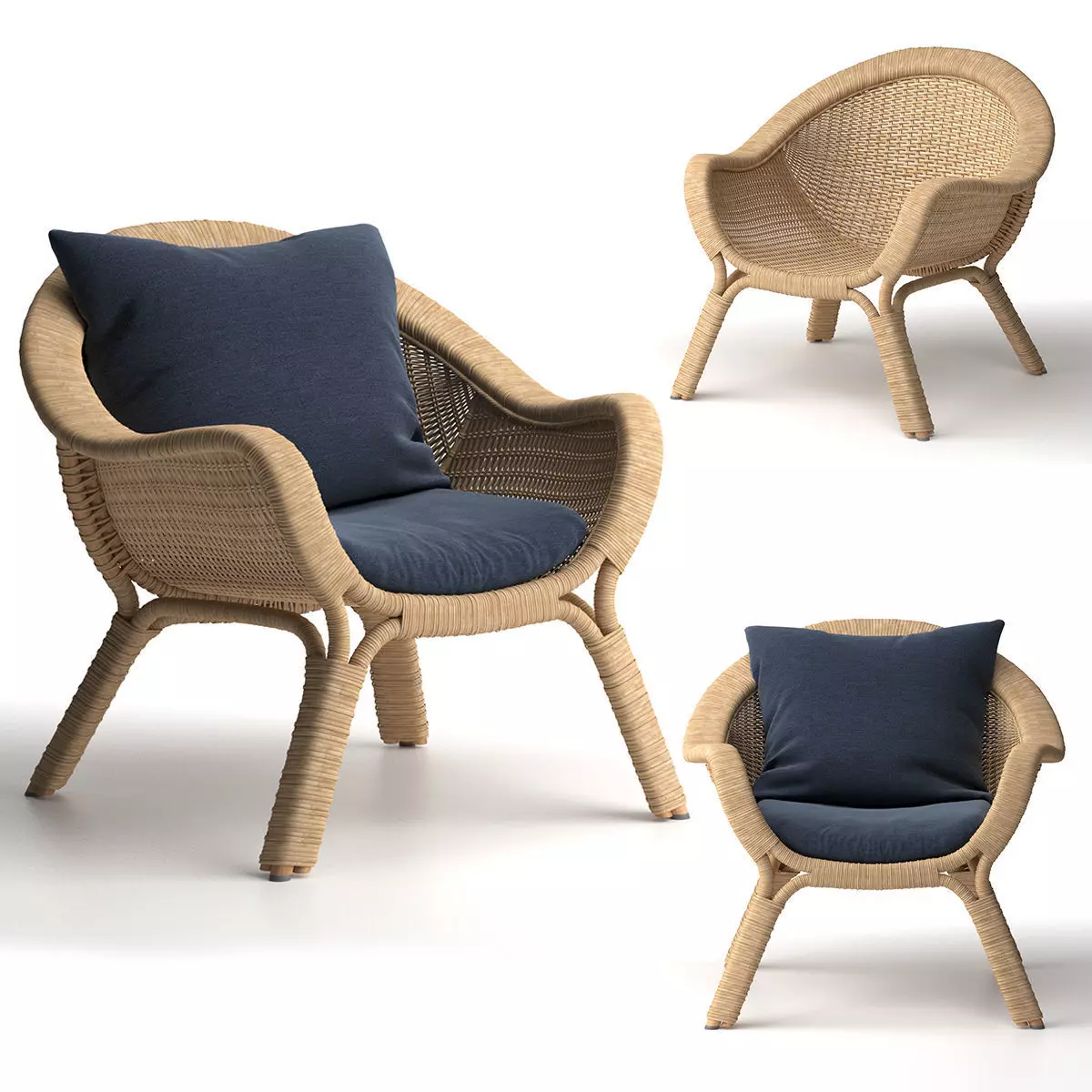 Madame lounge chair rattan 3D model_0