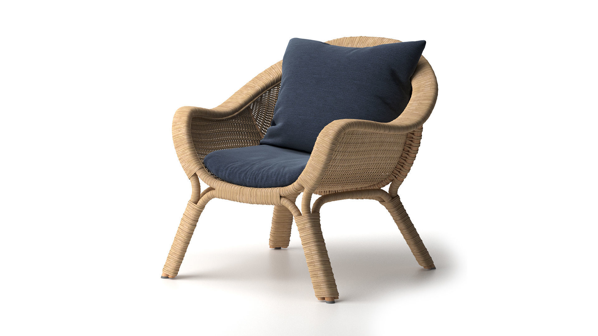 Madame lounge chair rattan 3D model_2