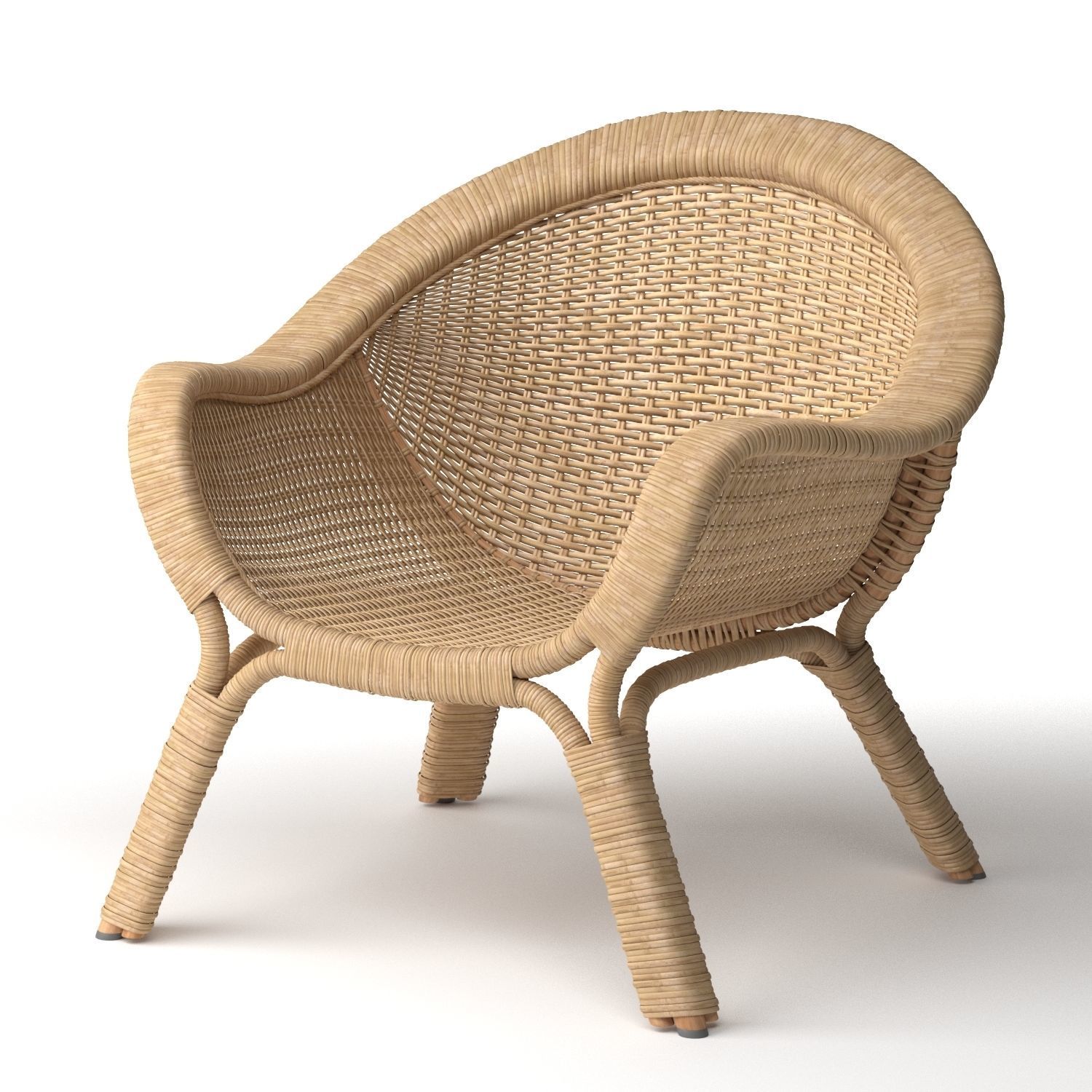 Madame lounge chair rattan 3D model_7