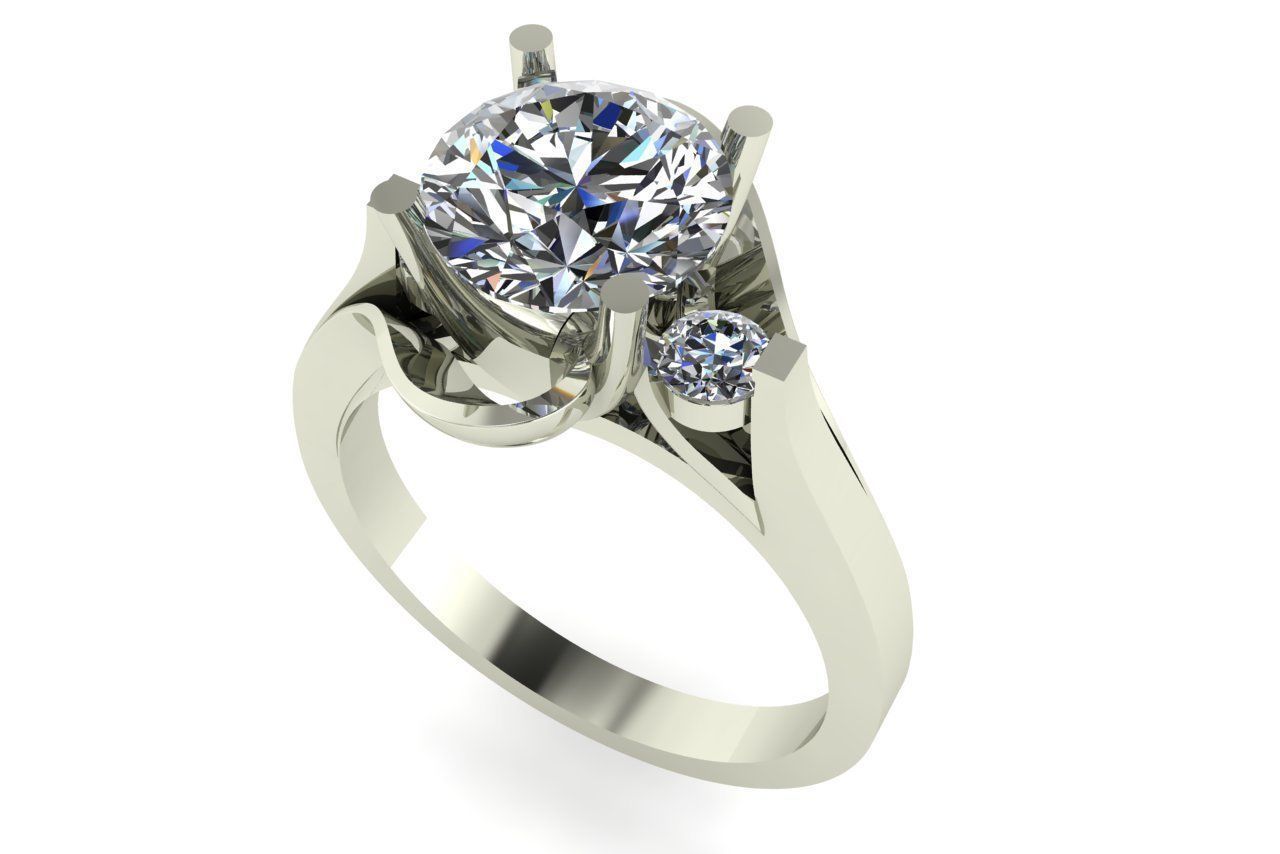 rings two diamond engagement 3D print model_1