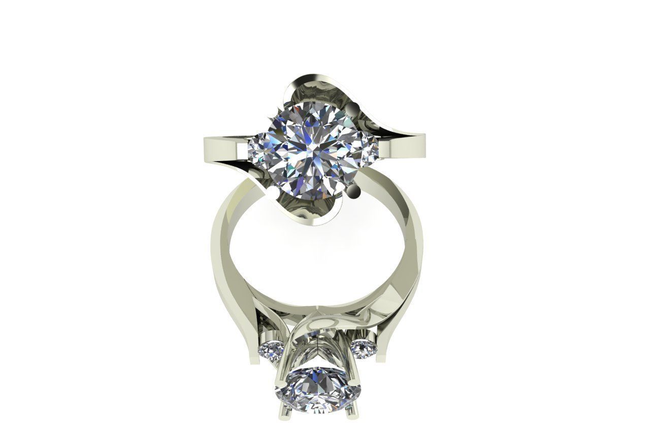 rings two diamond engagement 3D print model_2