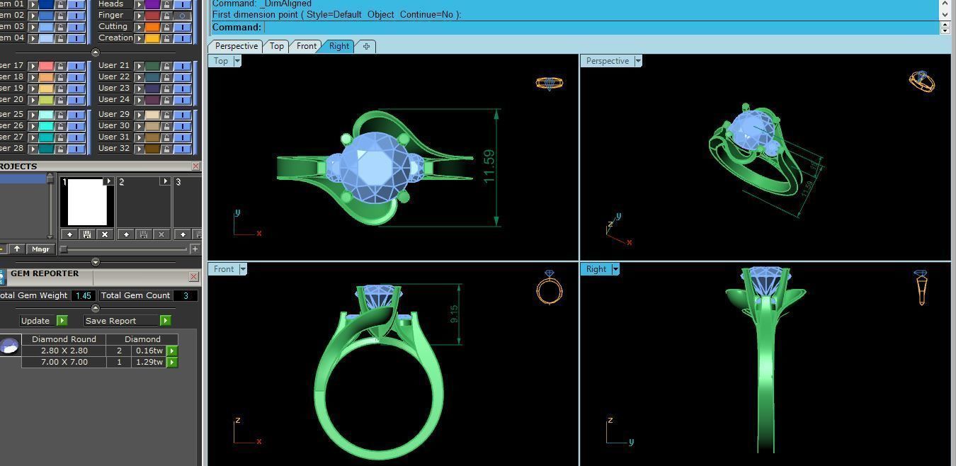 rings two diamond engagement 3D print model_4