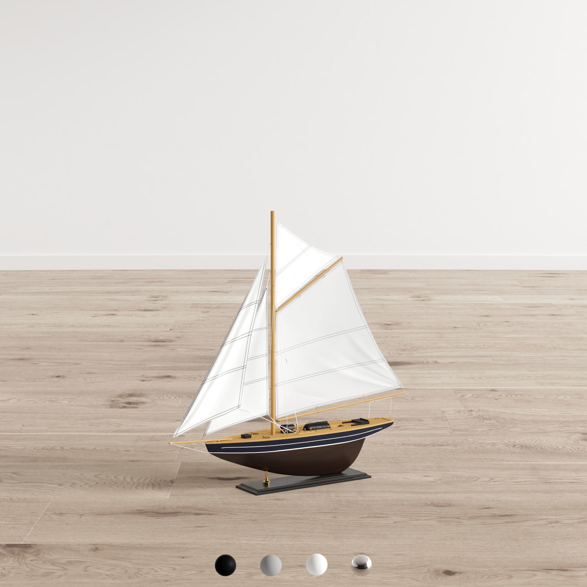 Birchwood Model Sail Boat Low-poly 3D model_1