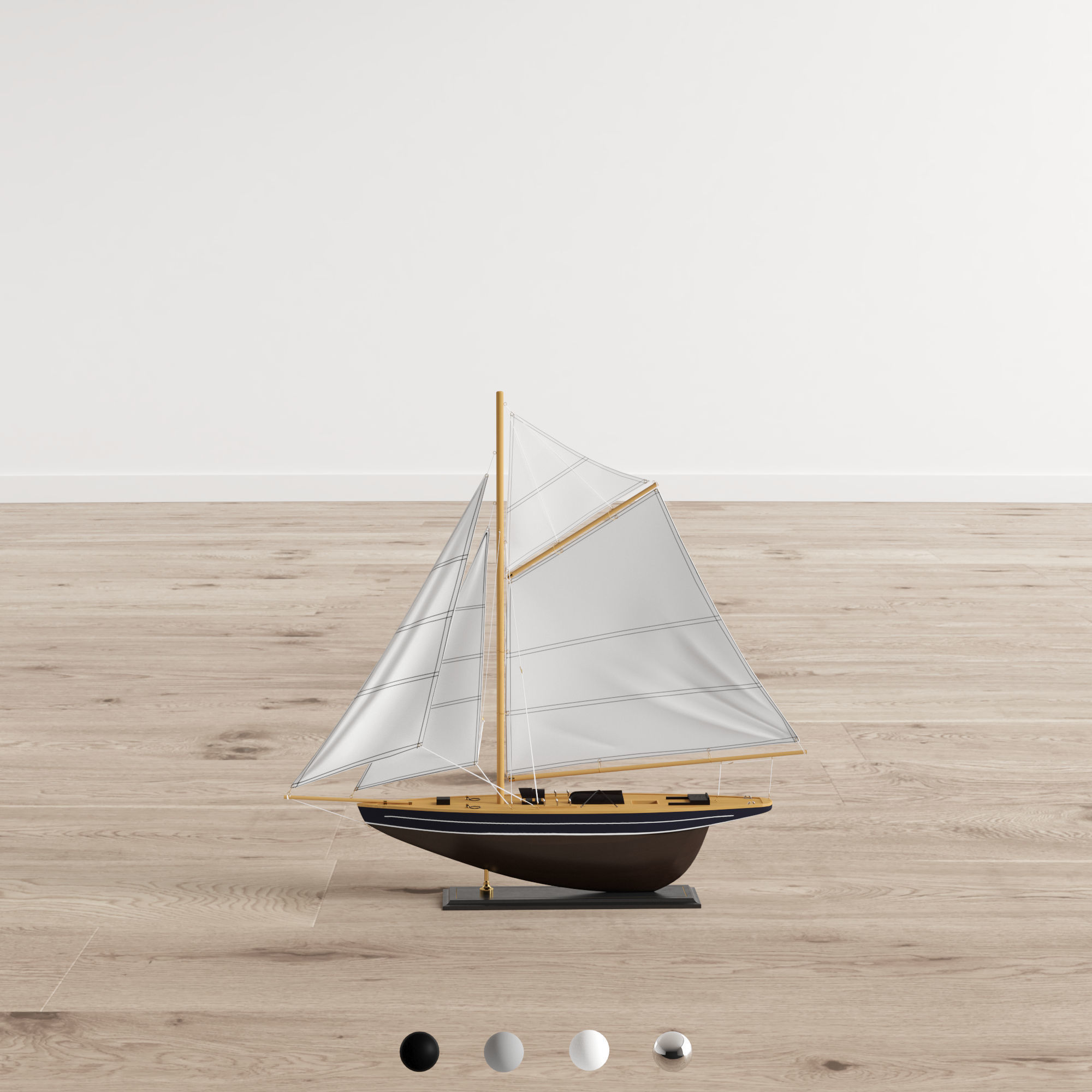 Birchwood Model Sail Boat Low-poly 3D model_2